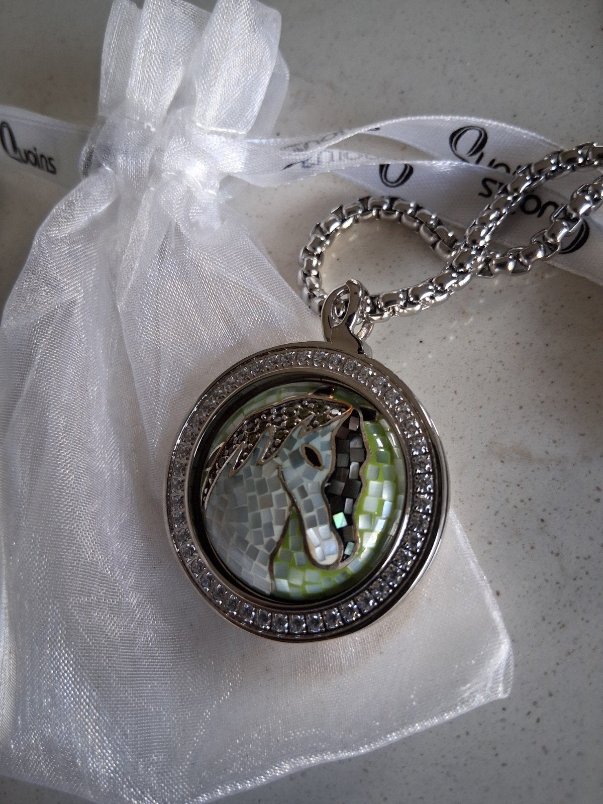 Quoins ketting met paardenhanger en zirkonia, Overige materialen, Nieuw, Met hanger, Ophalen of Verzenden