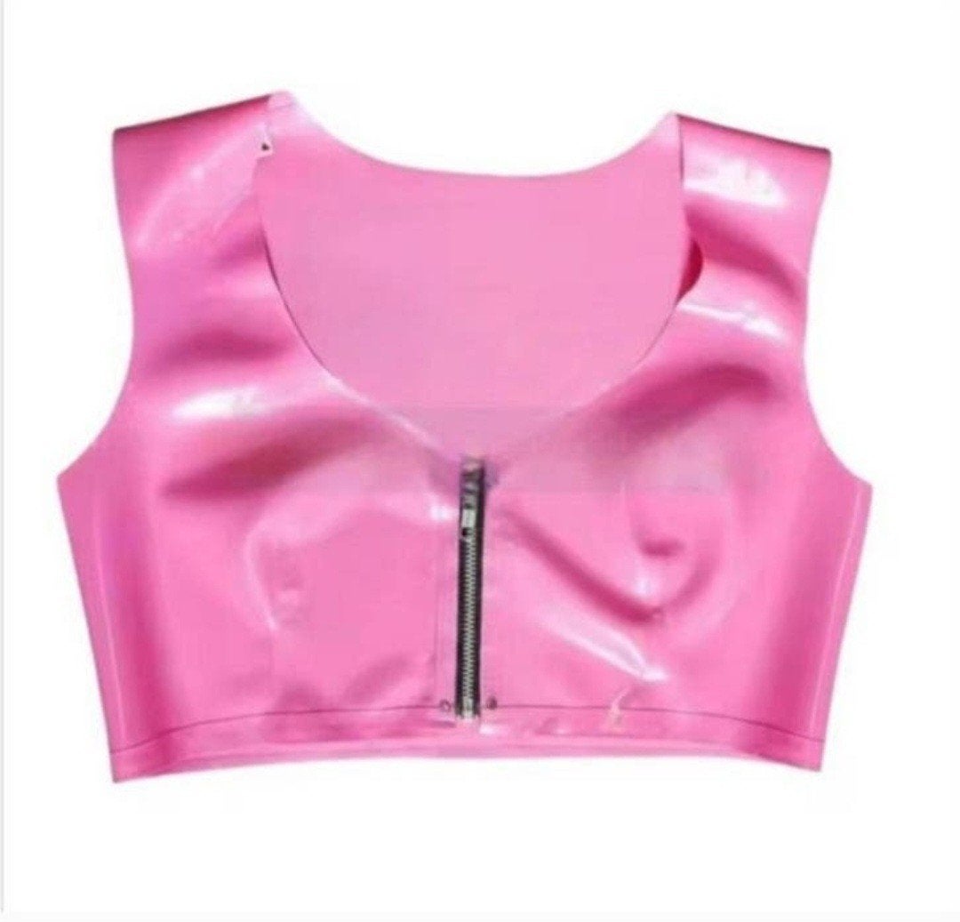 Mooie latex bh met rits, tm 3XL, Verzenden, Roze, BH