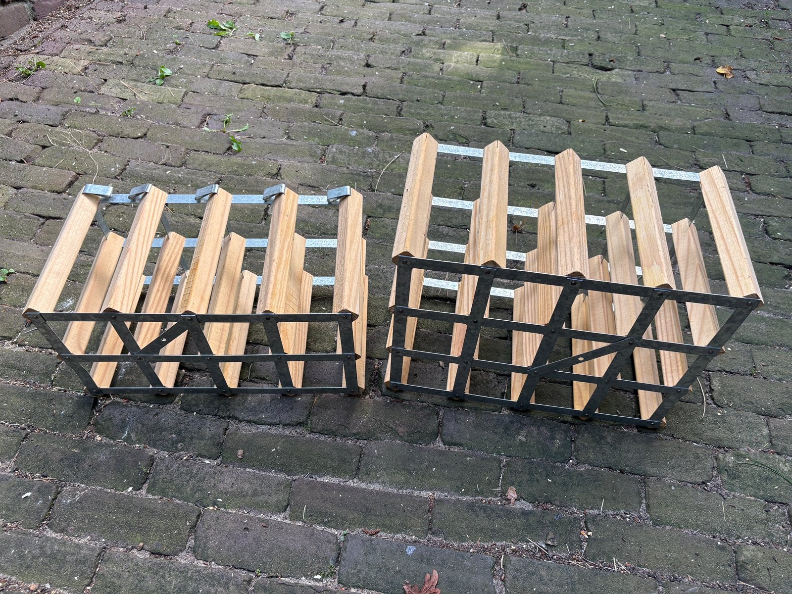 Traditioneel wijnrek hout & ijzer, Huis en Inrichting, Woonaccessoires | Wijnrekken, Ophalen, Zo goed als nieuw, Hout