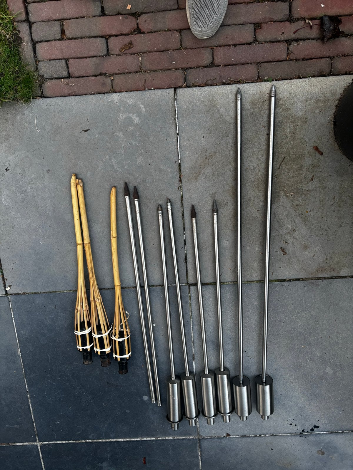 Tuinfakkels en grondspiezen set, Tuin en Terras, Ophalen of Verzenden, Gebruikt