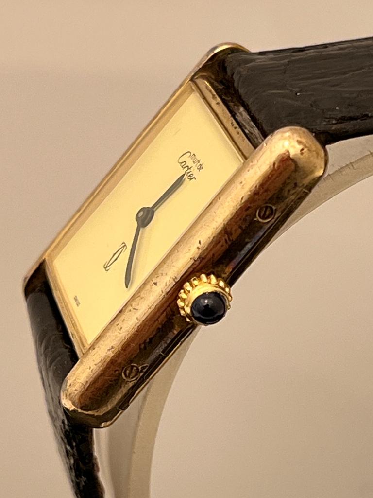 Cartier Tank Vermeil Lemon Large Handopwind, Sieraden, Tassen en Uiterlijk, Horloges | Dames, Overige merken, Polshorloge, Ophalen of Verzenden