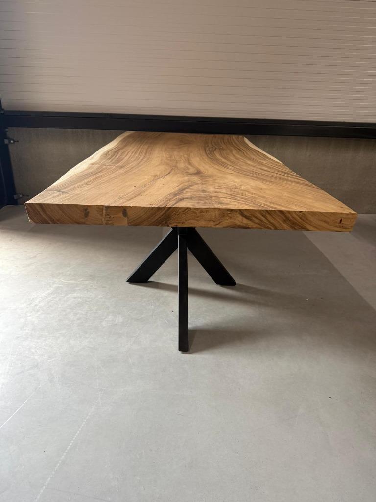 Suar boomstamtafel 200x100cm NIEUW, Ophalen, Tuinzitters, Nieuw, Rechthoekig