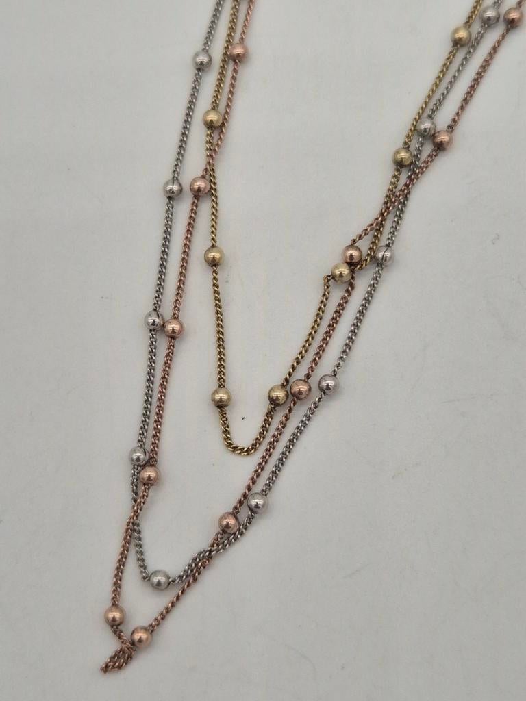 Zilveren Tricolor Ketting 925 45cm, Verzenden, Zo goed als nieuw, Zilver, Zilver