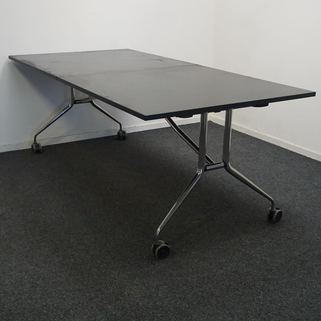 Mara Klaptafel Verrijdbaar | 200 x 100 cm | Zwart / Chroom, Overige houtsoorten, Gebruikt, -, -