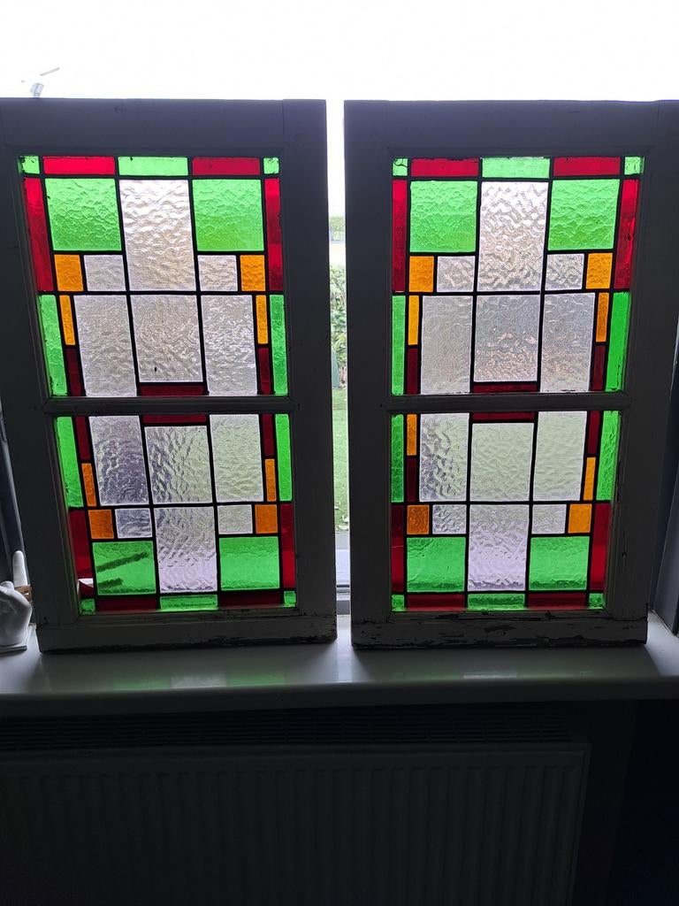 Prachtige glas in lood ramen,bieden., Ophalen of Verzenden