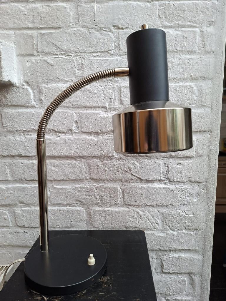 Bureaulamp, Gooseneck, Ateliers Boulanger, chroom / zwart,, Ophalen of Verzenden