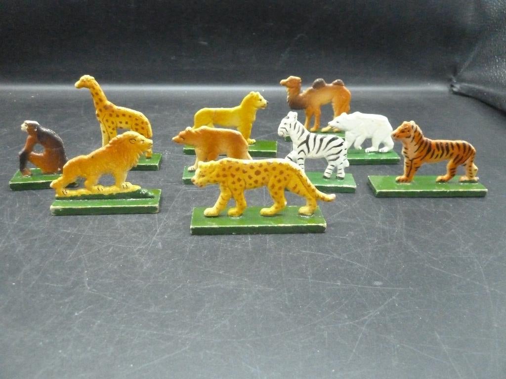 10 antieke houten DDR ertsgebergte dieren speelgoed, Ophalen of Verzenden