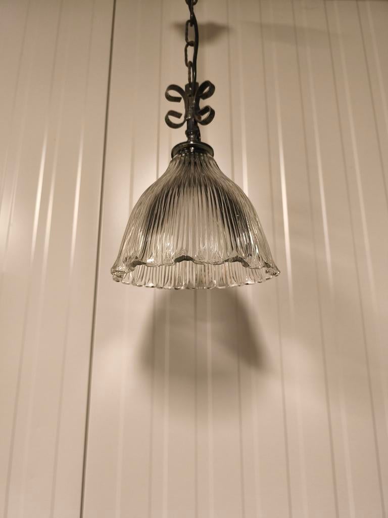 Vintage Art Deco Franse hanglamp holophane, Huis en Inrichting, Lampen | Hanglampen, Ophalen of Verzenden, Minder dan 50 cm