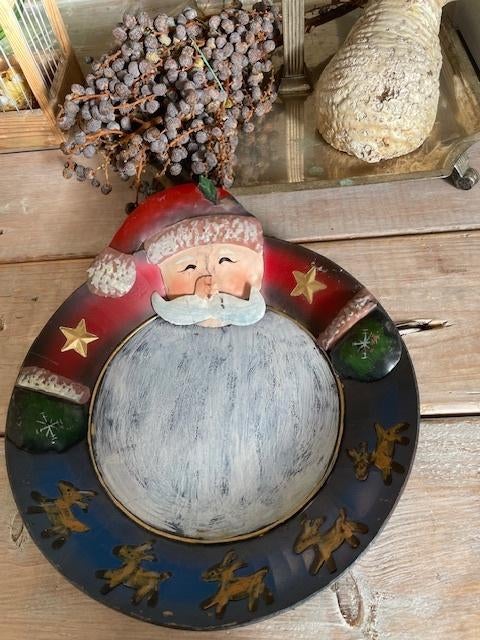 Mooi diep kerstbord / schaal van metaal / blik. Kerstman., Ophalen, Zo goed als nieuw