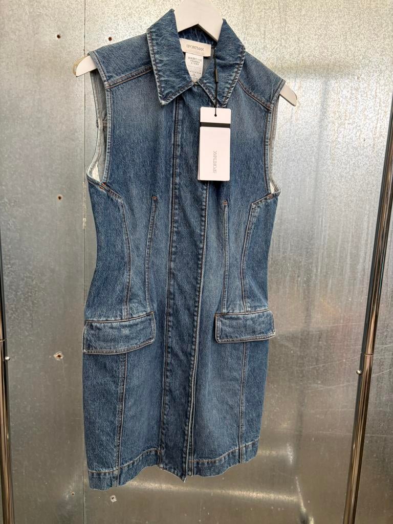 €420 jurk sportmax max mara carabo 40, Maat 38/40 (M), Blauw, Ophalen of Verzenden, Zo goed als nieuw