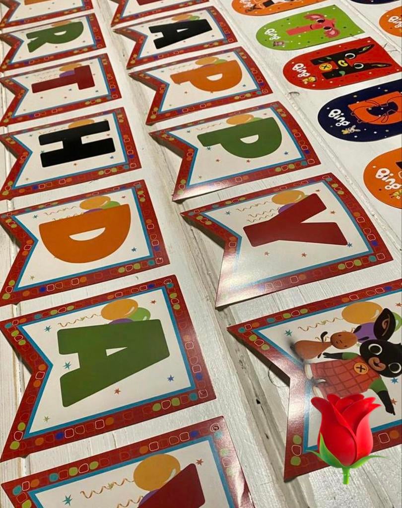 Bing happy birthday banner/slinger, Hobby en Vrije tijd, Feestartikelen, Verzenden, Nieuw, Versiering, Verjaardag