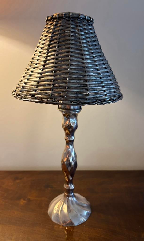 Vintage Verzilverde Kandelaar Kap met Houder - Engels Design, Ophalen of Verzenden