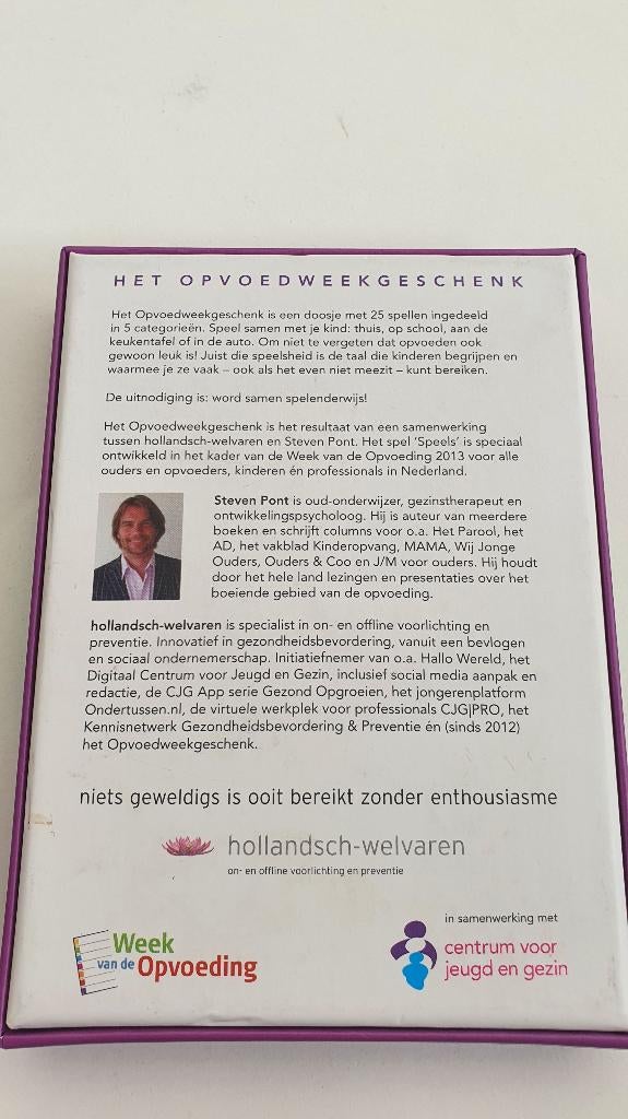 Speels! Opvoedingskaartspel Steven Pont, als nieuw. 7B14, Tweedehands verkoop, Tweedehands verkoop, Gebruikt, Ophalen of Verzenden