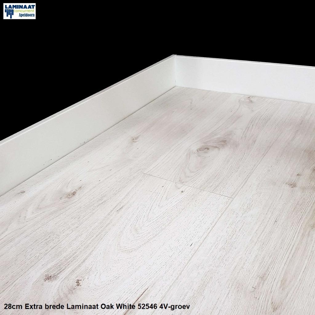28cm Extra brede Laminaat Oak White 52546 4V-groev, 75 m² of meer, Nieuw, Ophalen of Verzenden, Grijs