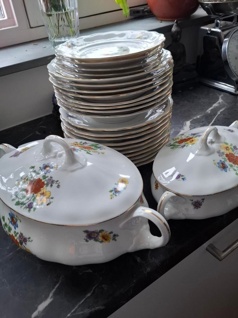 Schitterend antiek servies Koenigszelt Silesia Porselein, Antiek en Kunst, Antiek | Servies compleet, Ophalen of Verzenden