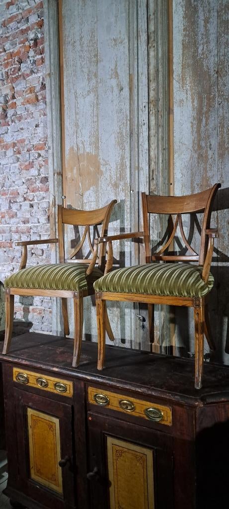 SET 6 iepenhouten HOLLANDSE stoelen ca 1800, Antiek en Kunst, Ophalen
