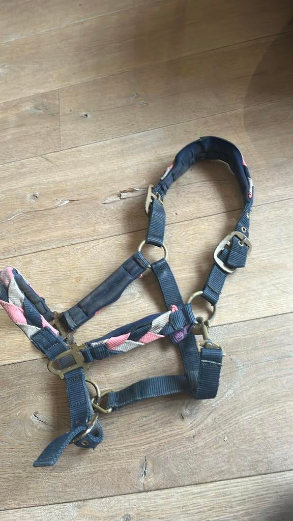 Halster gevlochten roze donkerblauw mt Pony GRATIS, Ophalen of Verzenden, Zo goed als nieuw, Overige soorten