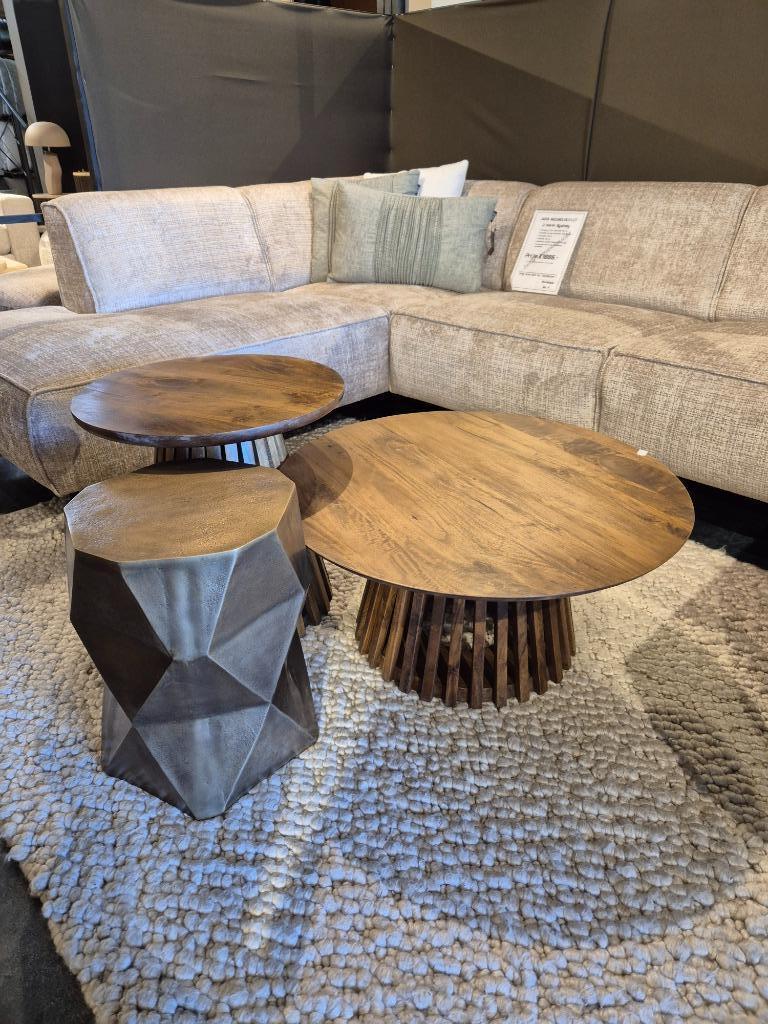 Bijzettafel 3D Tabouret Goud | Ø 33 Voordeel Pakker!, Huis en Inrichting, Tafels | Bijzettafels, 45 tot 60 cm, Minder dan 55 cm