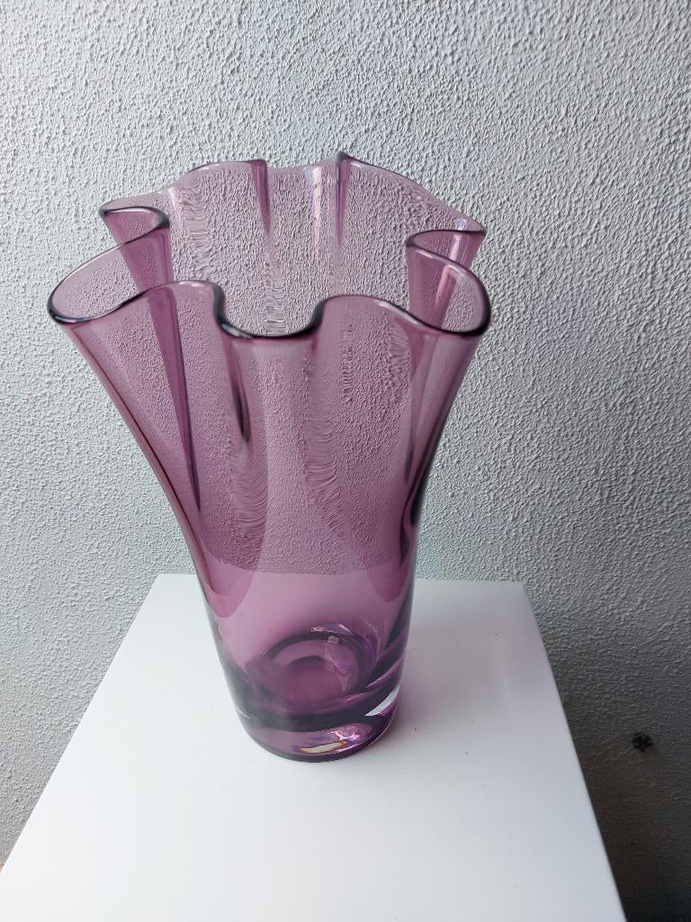 zakdoek vaas murano vaaa, Overige kleuren, Ophalen of Verzenden, Minder dan 50 cm, Glas