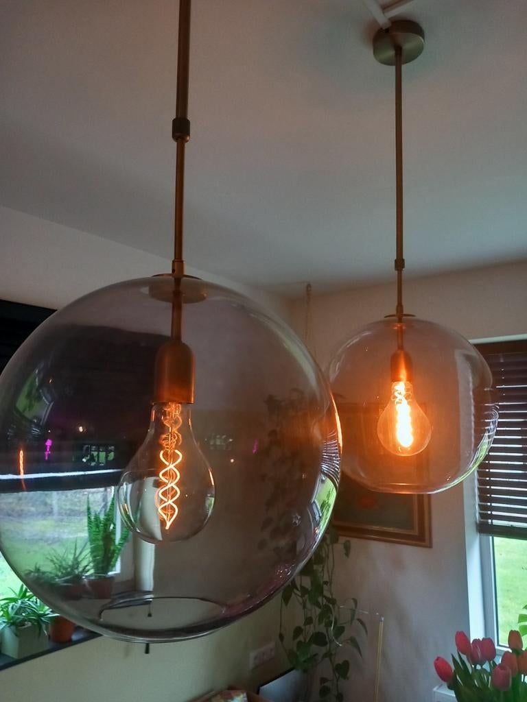 Glazen Bollen Hanglamp Karwei, Huis en Inrichting, Lampen | Hanglampen, Ophalen of Verzenden, Zo goed als nieuw, Glas, Modern