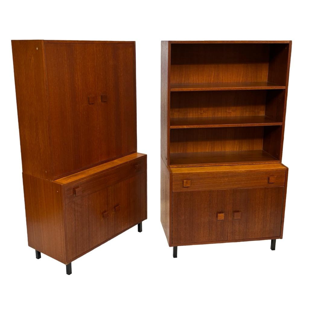 Vintage Wandmeubel Boekenkast Teak Jaren 60 Design, Gebruikt, Met deur(en), Vintage, Vintage