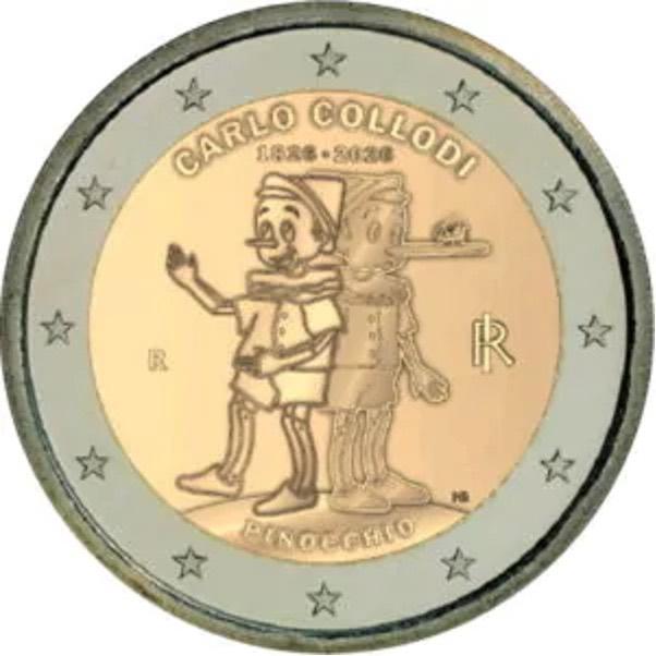 2 euro Italië “Pinocchio’’ UNC 2026, Ophalen of Verzenden, Italië, 2 euro, Losse munt