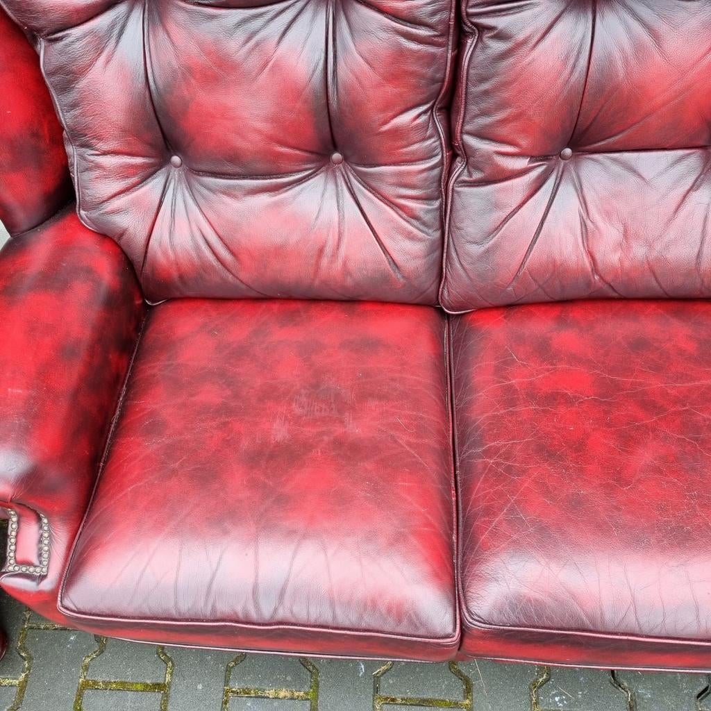 Chesterfield Springvale Suzanne bank rood leer + BEZORGING, Chesterfield, Leer, Ophalen of Verzenden, Zo goed als nieuw