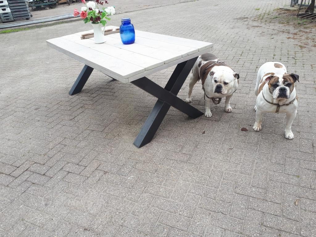 Steigerhouten douglas tafel industrieele X poot
Steigerhout, Huis en Inrichting, Tafels | Eettafels, Ophalen of Verzenden