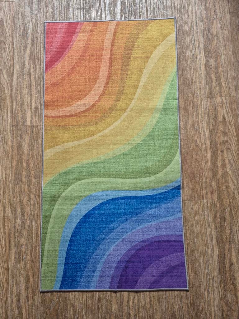 Regenboog Tapijt - Vrolijk en Kleurrijk, Groen, 100 tot 150 cm, Nieuw, Modern