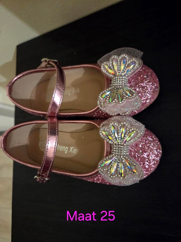 Roze glitter schoentjes - Maat 25 - Verzenden mogelijk, Meisje, Schoenen, Ophalen of Verzenden, Zo goed als nieuw