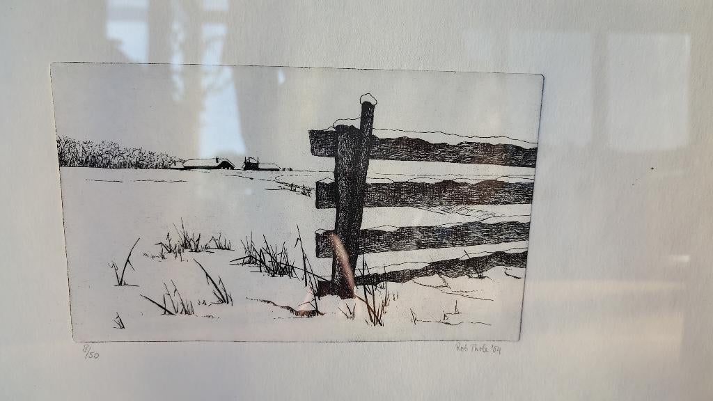Mooie tekening Sneeuwlandschap van Rob Thole 1984, Ophalen of Verzenden