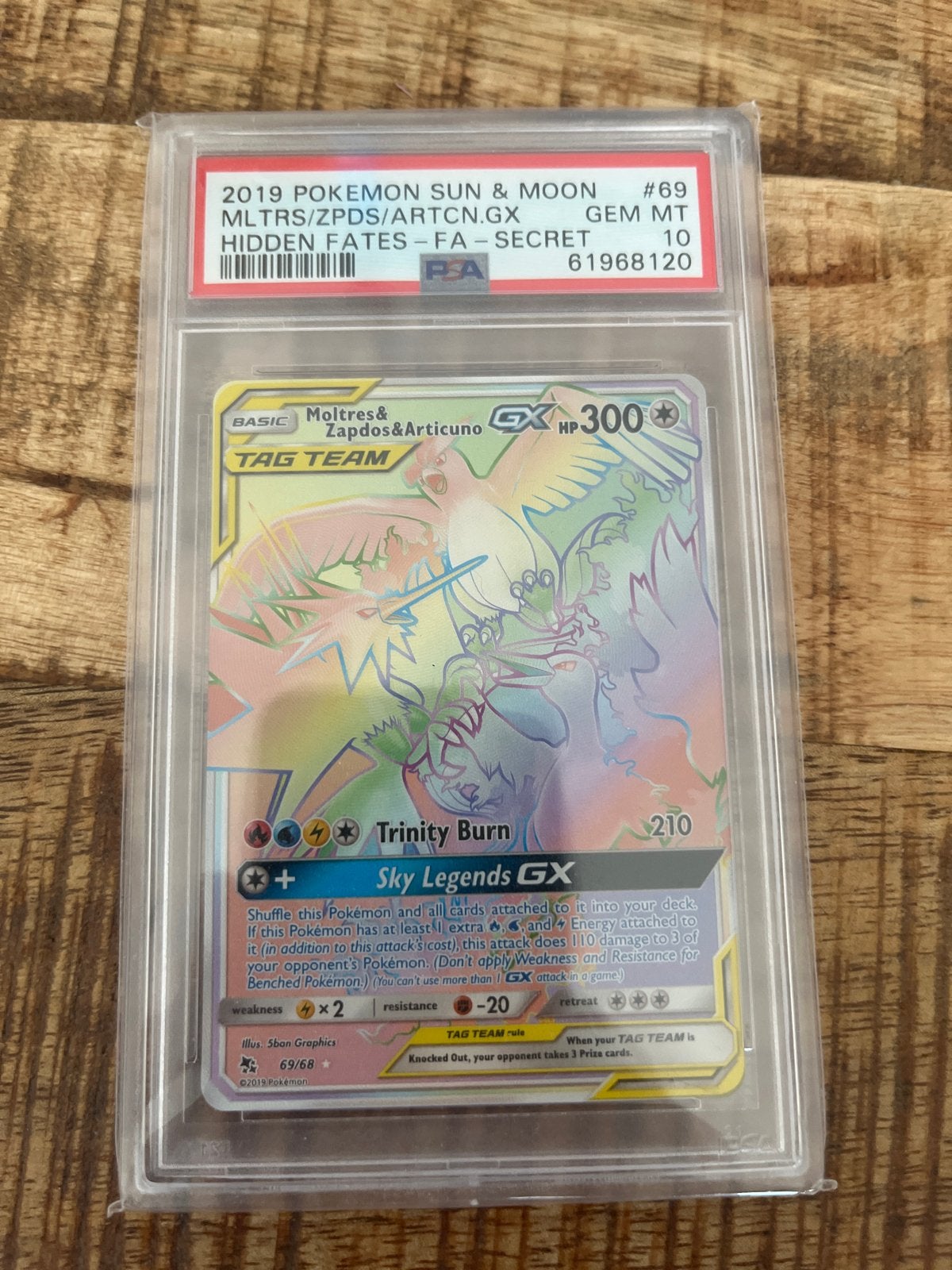 PSA 10 Moltres & Zapdos & Articuno GX Rainbow Secret Rare, Ophalen, Nieuw, Losse kaart, Foil