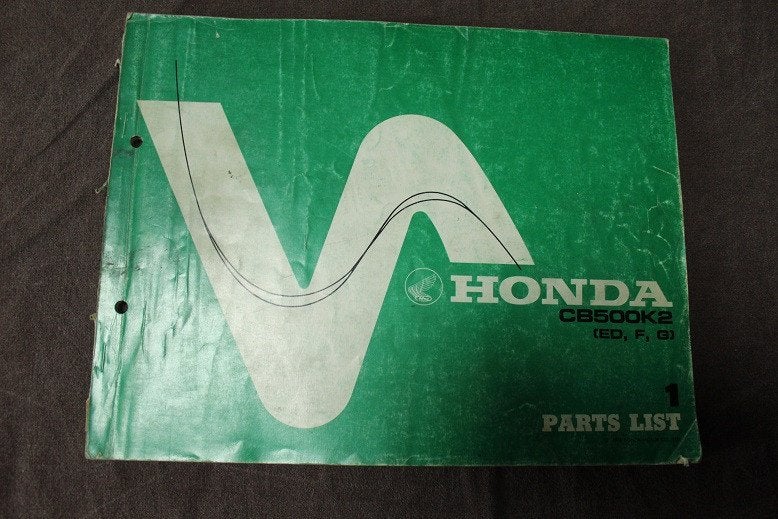 Honda CB500K2 1976 motorcycle parts list CB 500 ED F G, Motoren, Ophalen of Verzenden, Honda