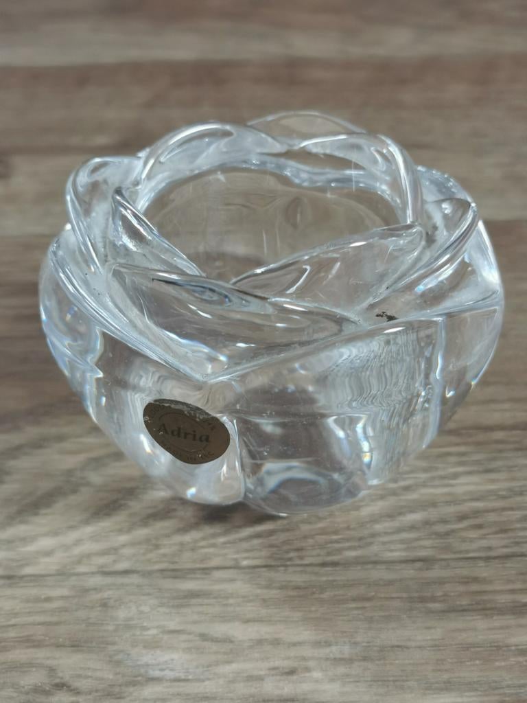 Kristallen waxinelichthouder Adria (roos), Antiek en Kunst, Antiek | Glas en Kristal, Ophalen of Verzenden
