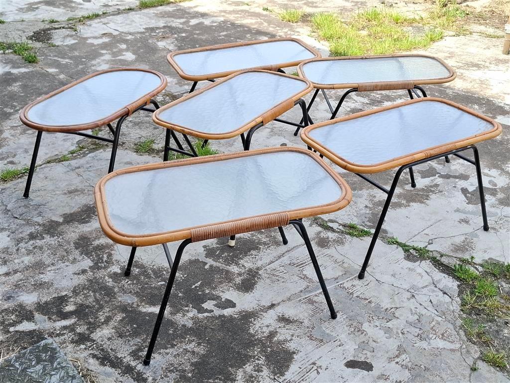 Bijzettafels '60s ( rotan ) Retro/Vintage/Design, Ophalen, Gebruikt, Vintage, 55 tot 75 cm