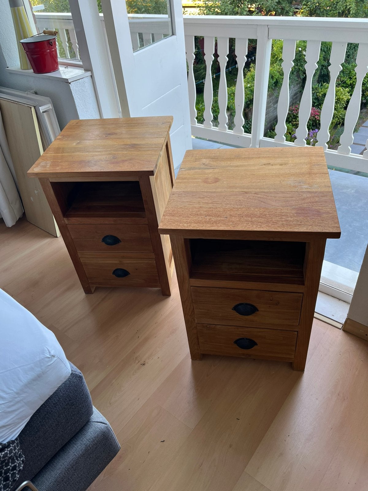 2 nachtkastjes voor box-spring, Ophalen, Gebruikt, 55 tot 70 cm, 45 tot 65 cm
