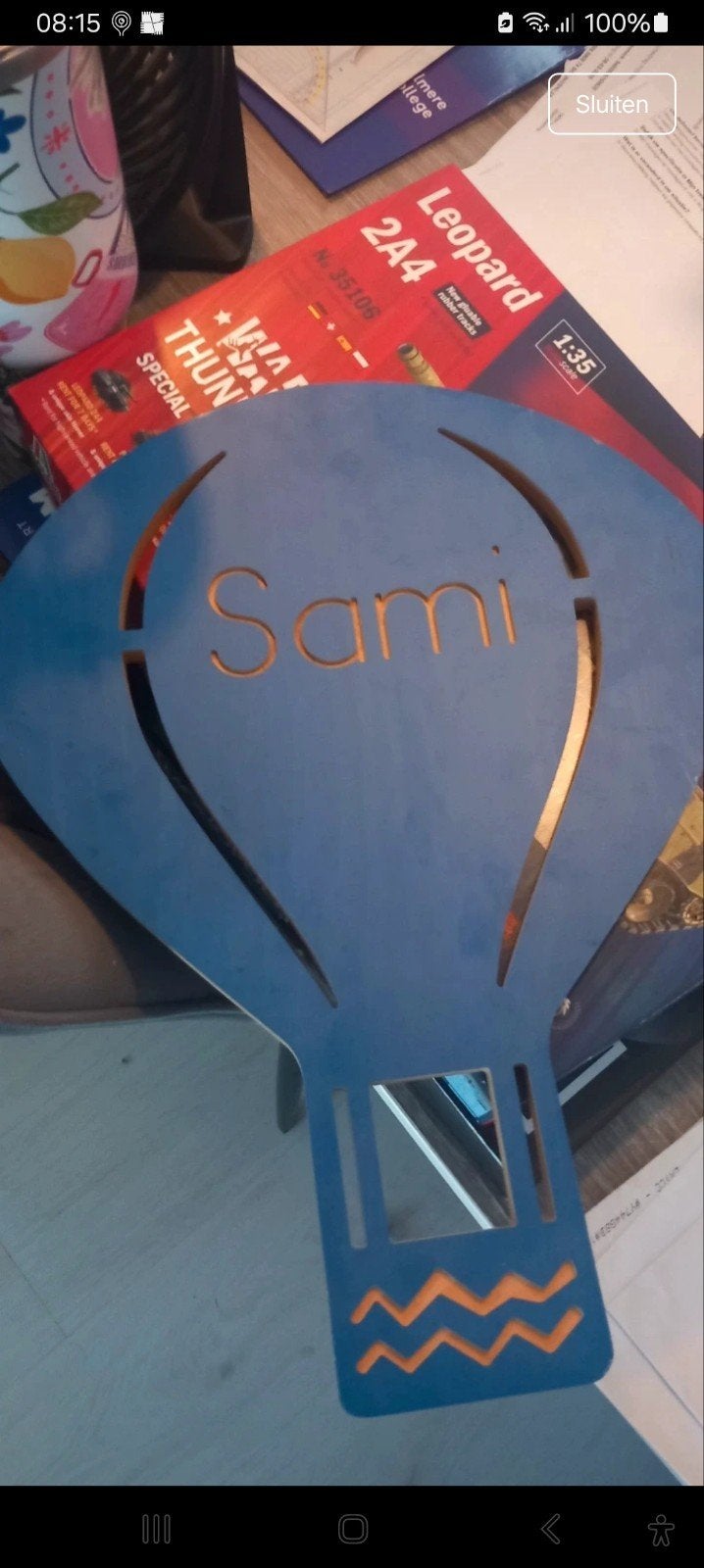 Houten luchtballon bord met naam Sami, Kinderen en Baby's, Ophalen of Verzenden