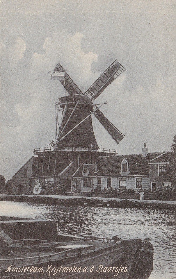 Amsterdam Krijtmolen a.d. Baarsjes De Hoop in feeststand, Verzamelen, Ansichtkaarten | Nederland, Verzenden, Voor 1920, Ongelopen