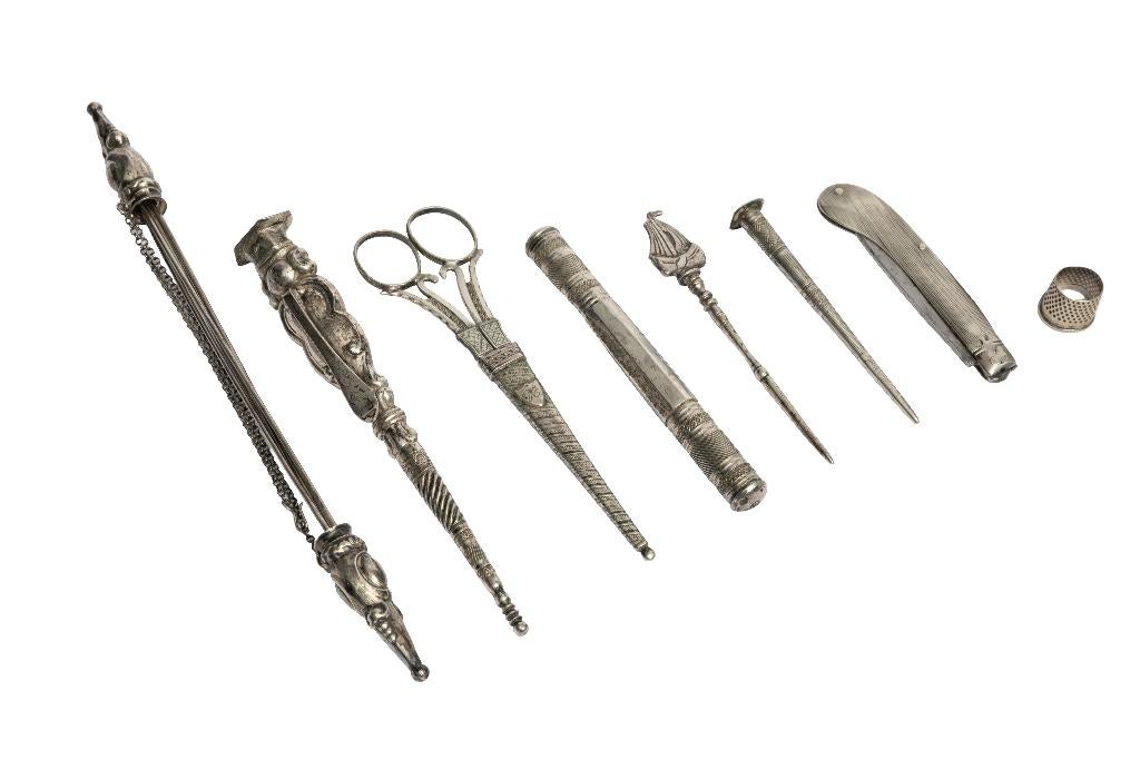 Zilver Naaldenkoker Schaar in foudraal Breischede Breidoppen, Ophalen of Verzenden, Zilver