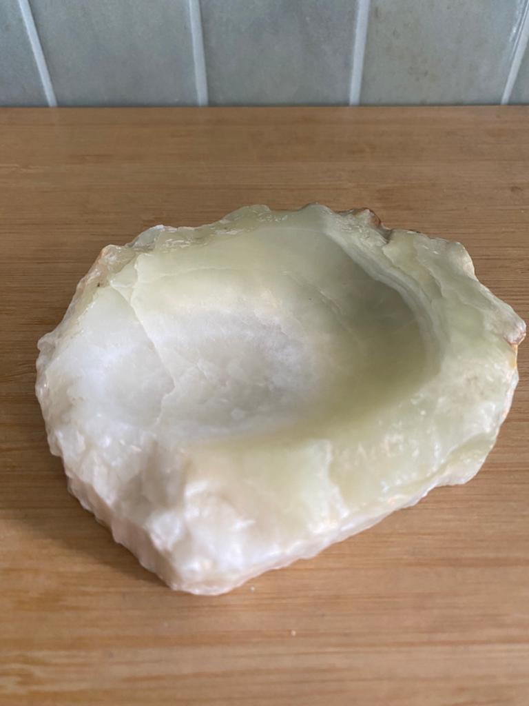 Vintage groene onyx /Mexicaanse onyx asbak of schaaltje, Ophalen of Verzenden, Gebruikt, Steen/keramiek