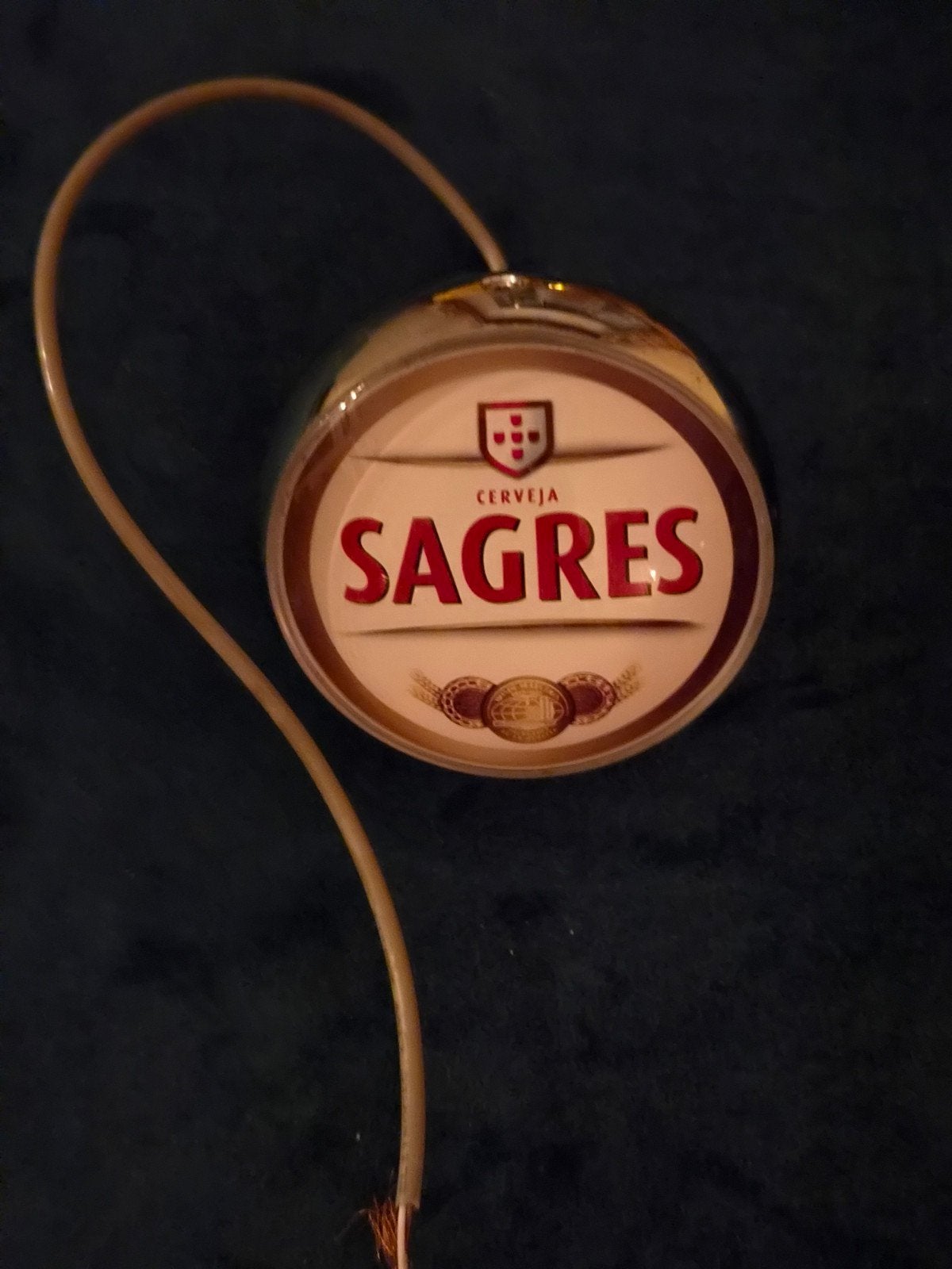 Bierbadge tap Cerveja Sagres (verlicht), Verzamelen, Ophalen of Verzenden, Zo goed als nieuw, Glas of Glazen, Overige merken