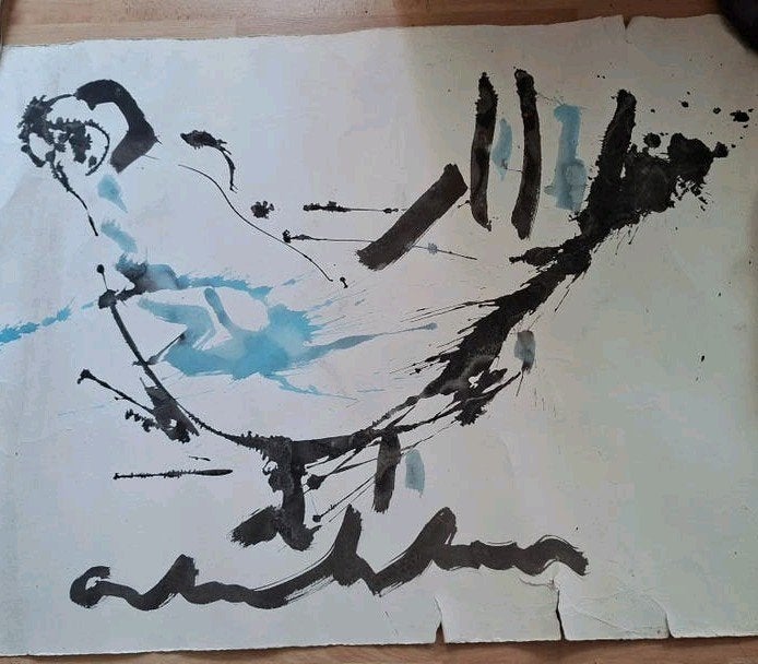 ANTON HEYBOER Kip inktschilderij 70 cm x 100 cm, Ophalen of Verzenden