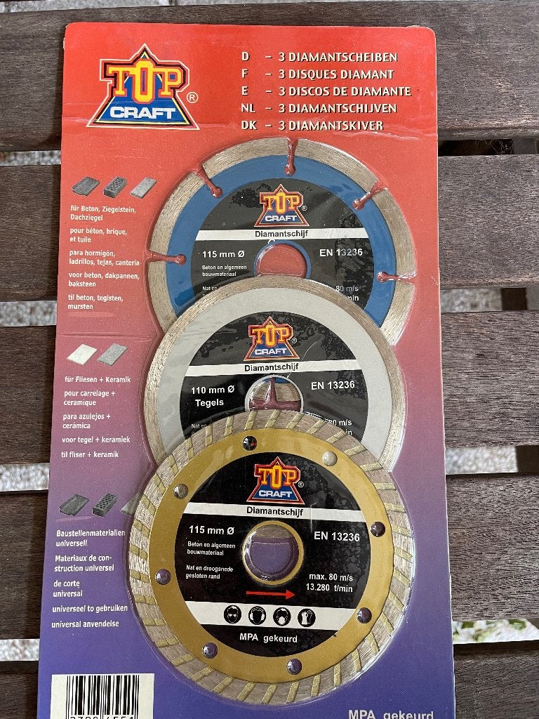 Topcraft diamantschijven, Doe-het-zelf en Verbouw, Gereedschap | Slijpmachines, Ophalen of Verzenden, Nieuw, Minder dan 700 watt