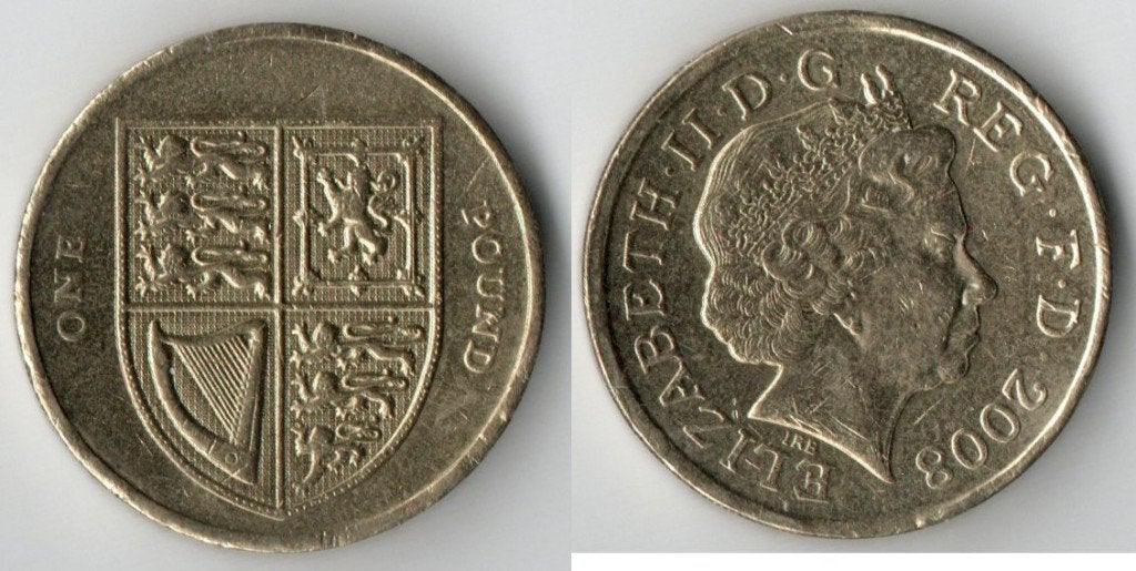 Britse 1 Pond munt 2008 - Elizabeth II, Verzenden, Overige landen, Losse munt