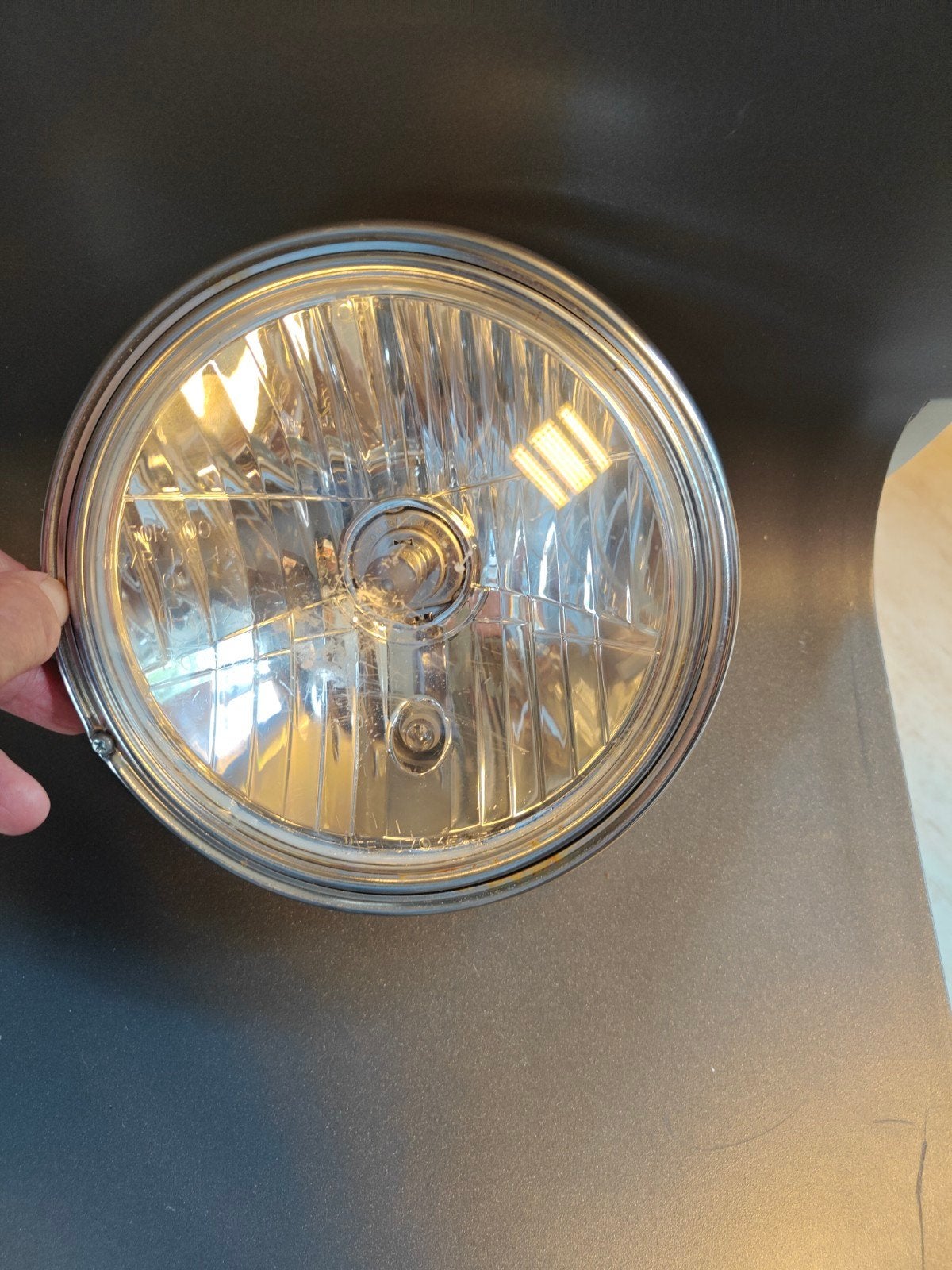 Oude Motorfiets Koplamp rvs 20 cm doorsnede, Gebruikt, Ophalen of Verzenden, X, X