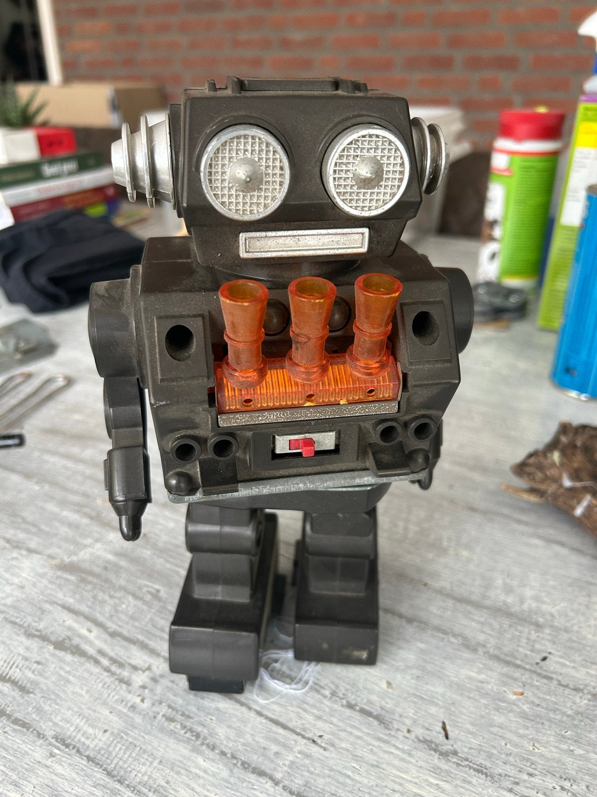 Vintage Zwarte Robot Speelgoed - Klassiek Design, Ophalen, Gebruikt, Jongen of Meisje