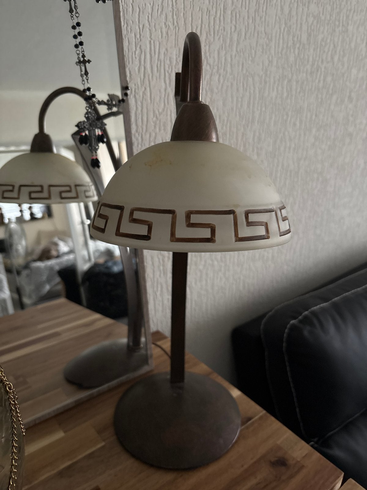 Vintage Tafellamp met Grieks Patroon - Gebruikt, Ophalen, Met schakelaar, Gebruikt, Overige merken
