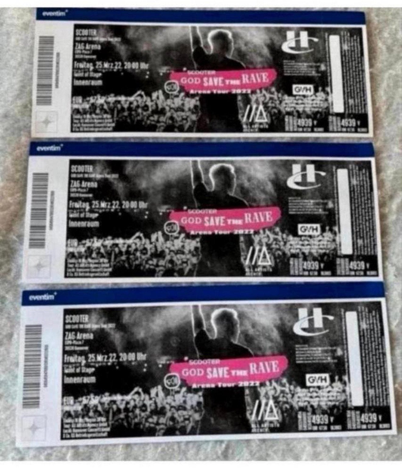 3 tickets van Scooter 2022 God save the rave Arena tour 3X, Overige typen, Ophalen of Verzenden, H, H
