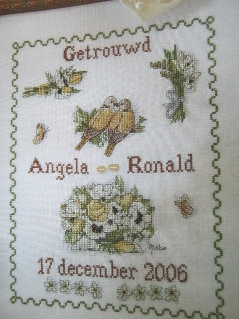 Borduurpatroon  Huwelijks merklap   nr 7565, Verzenden, Nieuw, Handborduren, Patroon