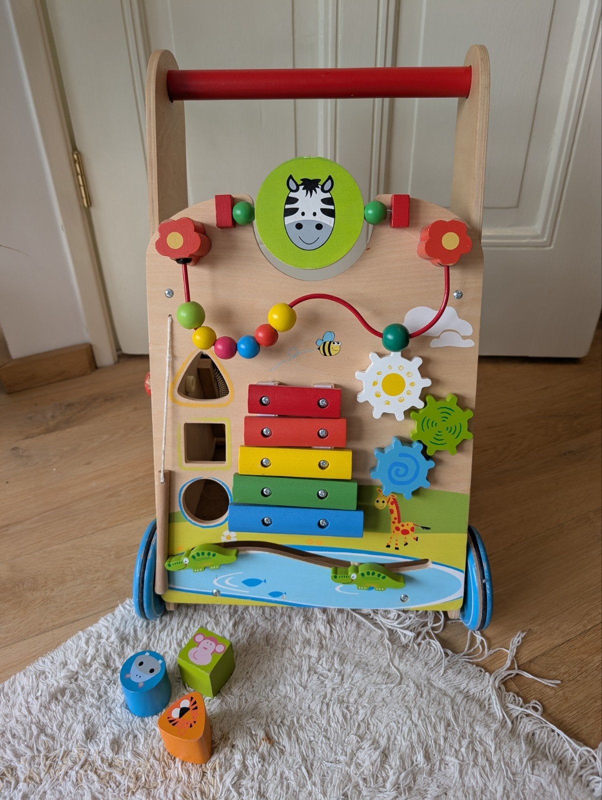 Houten loopkar met activiteitenpaneel, Kinderen en Baby's, Speelgoed | Babyspeelgoed, Ophalen, Gebruikt, Overige typen